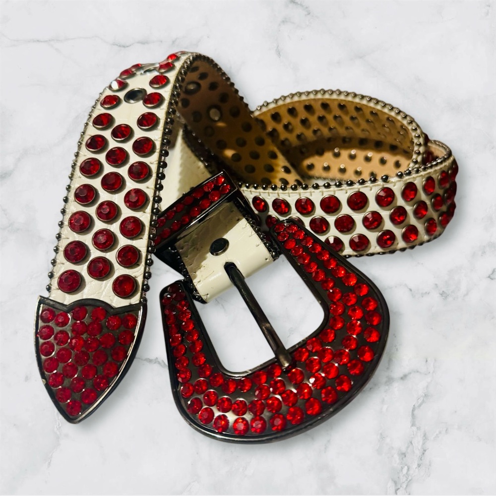 Karma Red Rhinestone Studded Belt